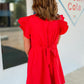 Red Button Down Detail Dress