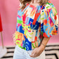 Multi Color Printed Woven Top-Ivory/Fuchsia