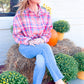 Plaid Button Down Long Sleeve Top/Pink