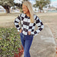 Checker Crop Cardigan Sweater - Hudson & Lou